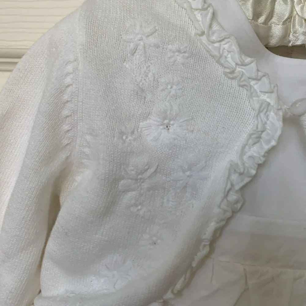 NEW Children’s Place Matching Set Ruffle Dress and Shrug Embroidered Cardigan - Picture 2 of 14